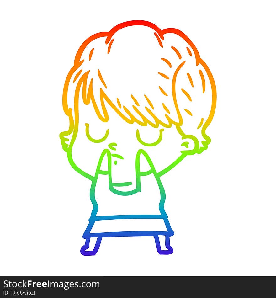 rainbow gradient line drawing of a cartoon woman