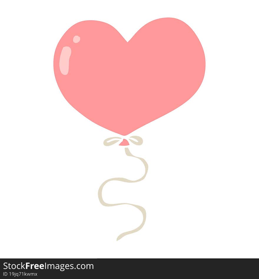 flat color style cartoon love heart balloon