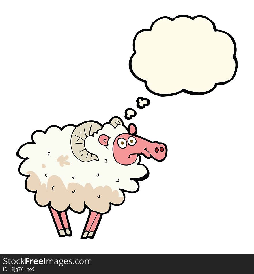 cartoon dirty sheep with thought bubble