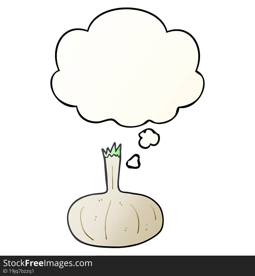 cartoon onion with thought bubble in smooth gradient style