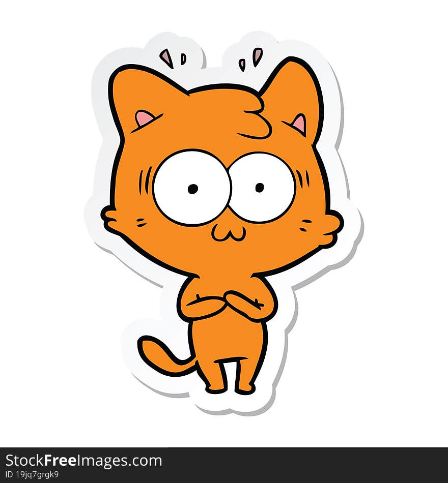 sticker of a cartoon surprised cat