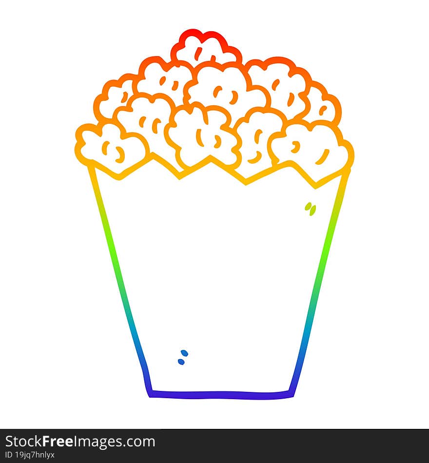 Rainbow Gradient Line Drawing Cartoon Popcorn