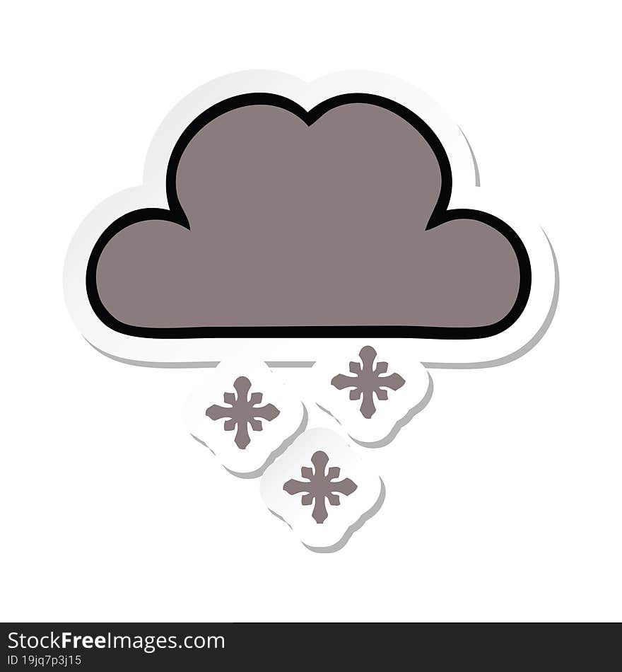 sticker of a cute cartoon storm snow cloud