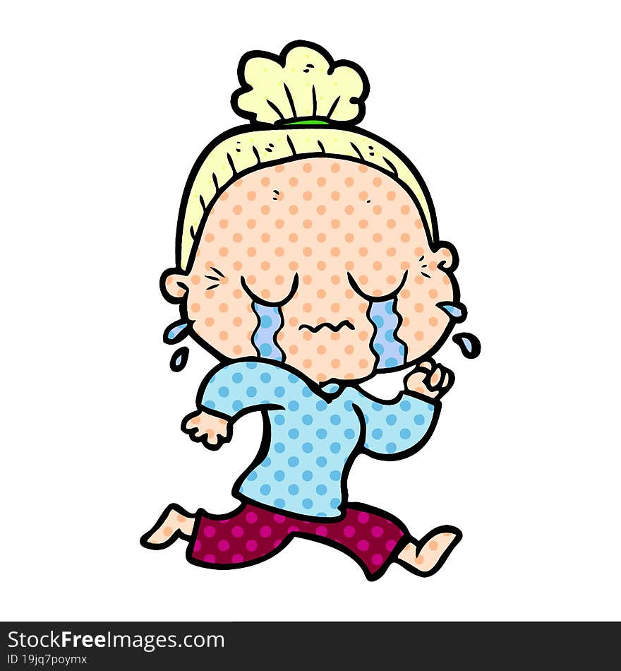 cartoon crying old lady. cartoon crying old lady