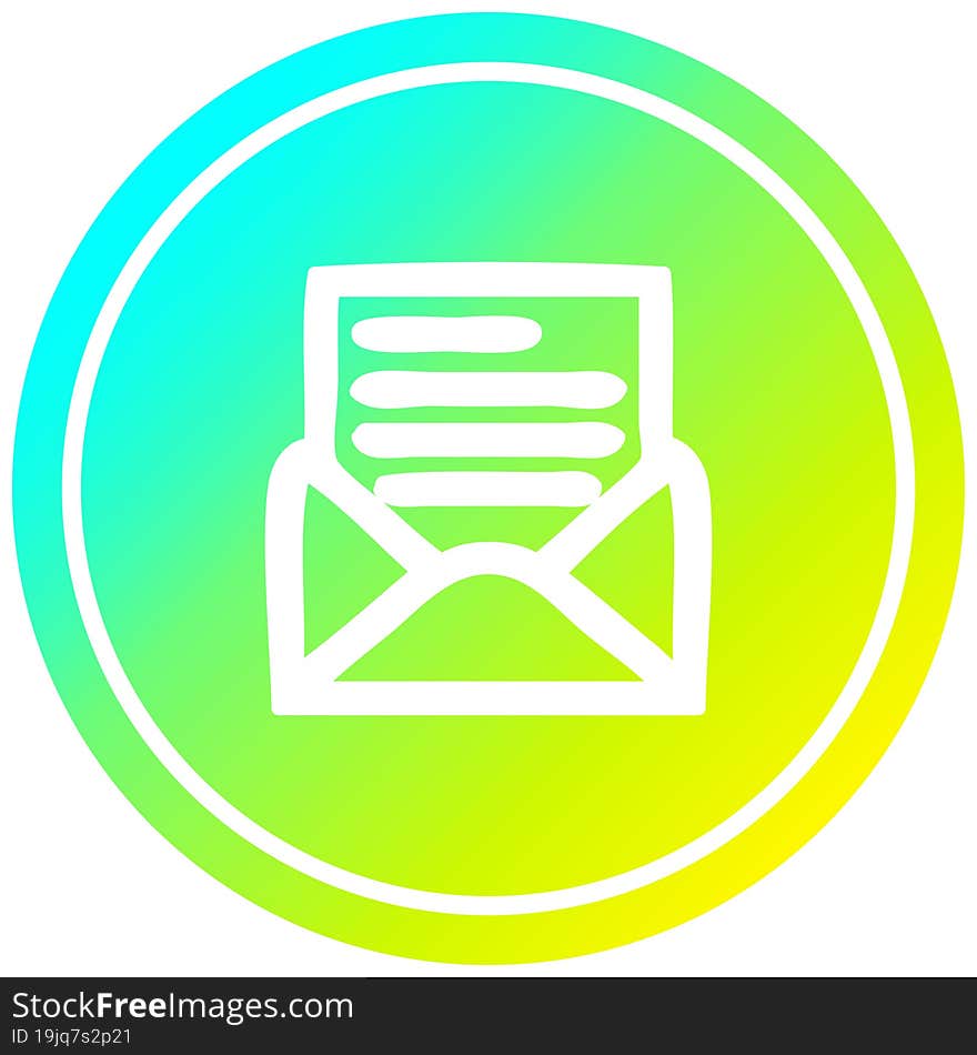 envelope letter circular icon with cool gradient finish. envelope letter circular icon with cool gradient finish