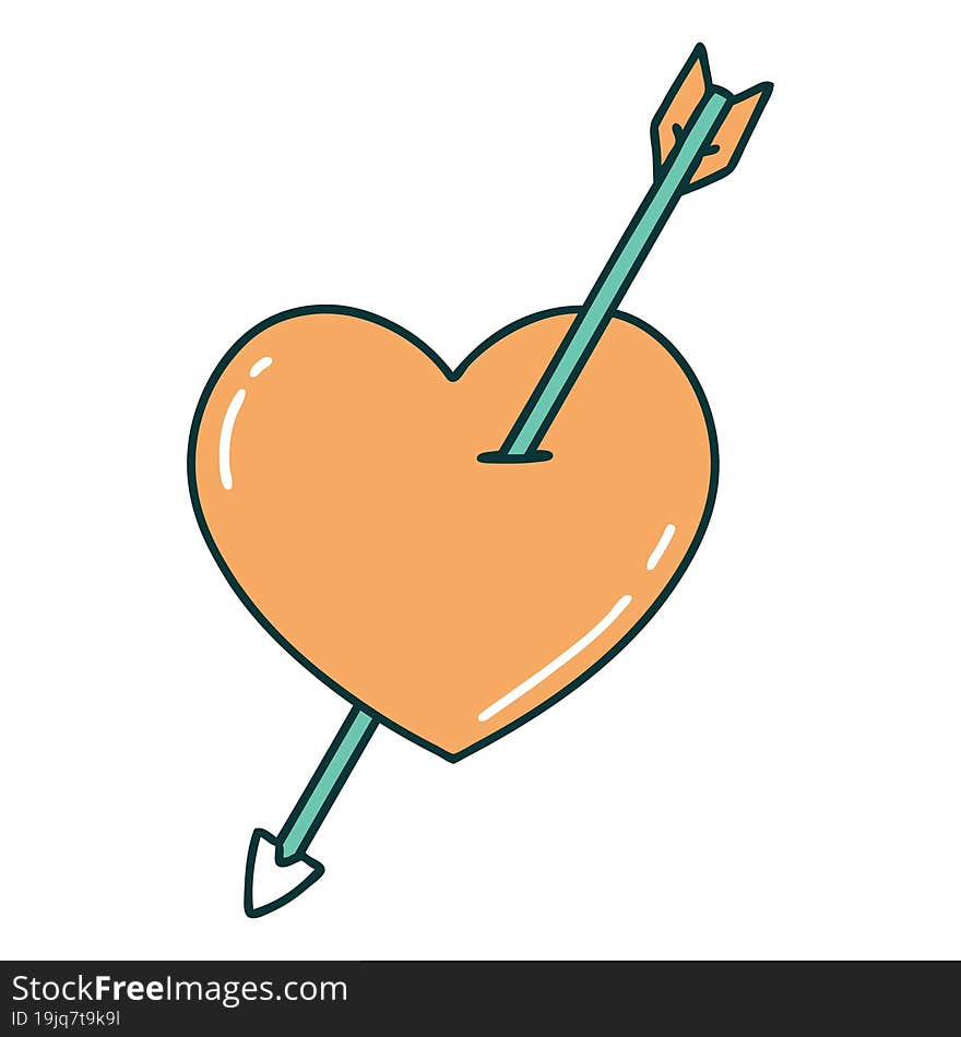 iconic tattoo style image of an arrow and heart. iconic tattoo style image of an arrow and heart