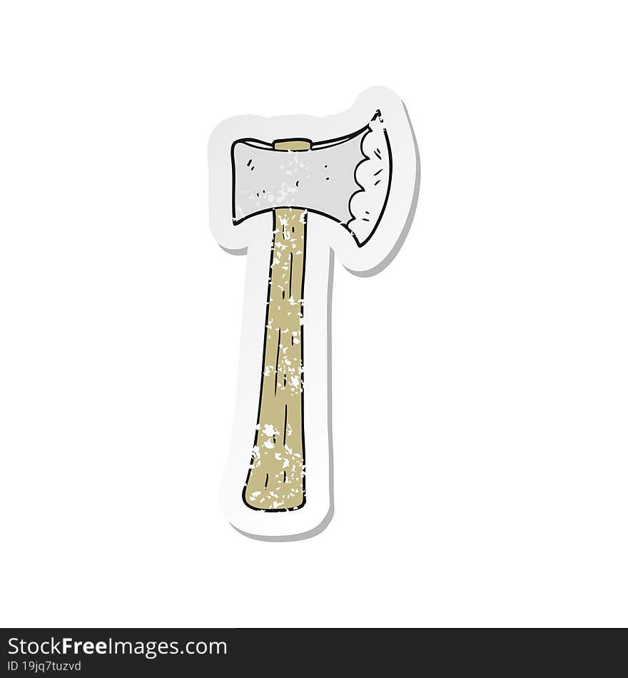 retro distressed sticker of a cartoon axe