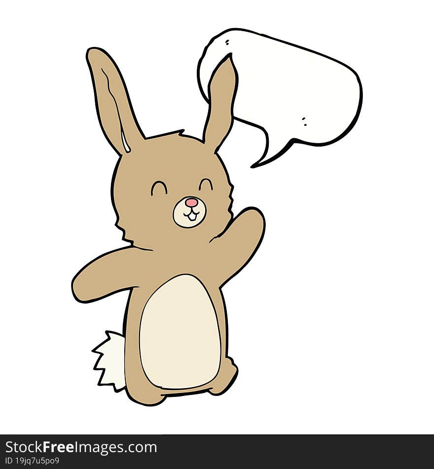 cartoon happy rabbit with speech bubble