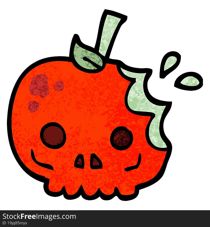 grunge textured illustration cartoon red poison apple