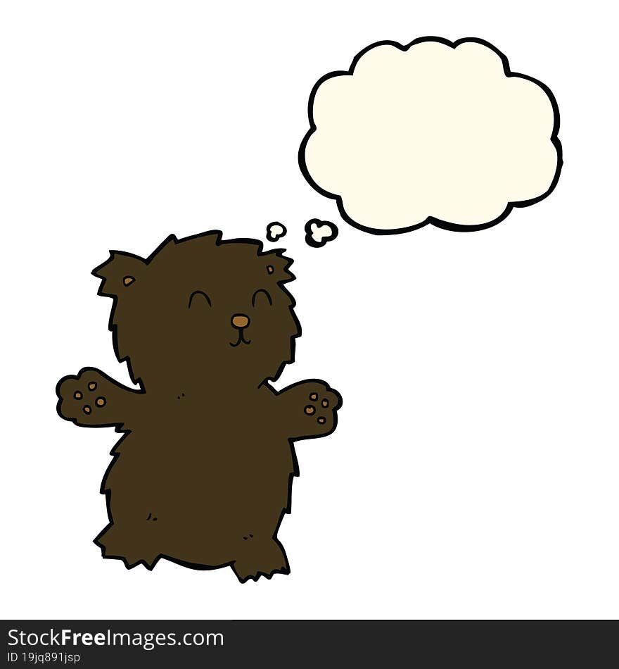 cartoon teddy bear with thought bubble