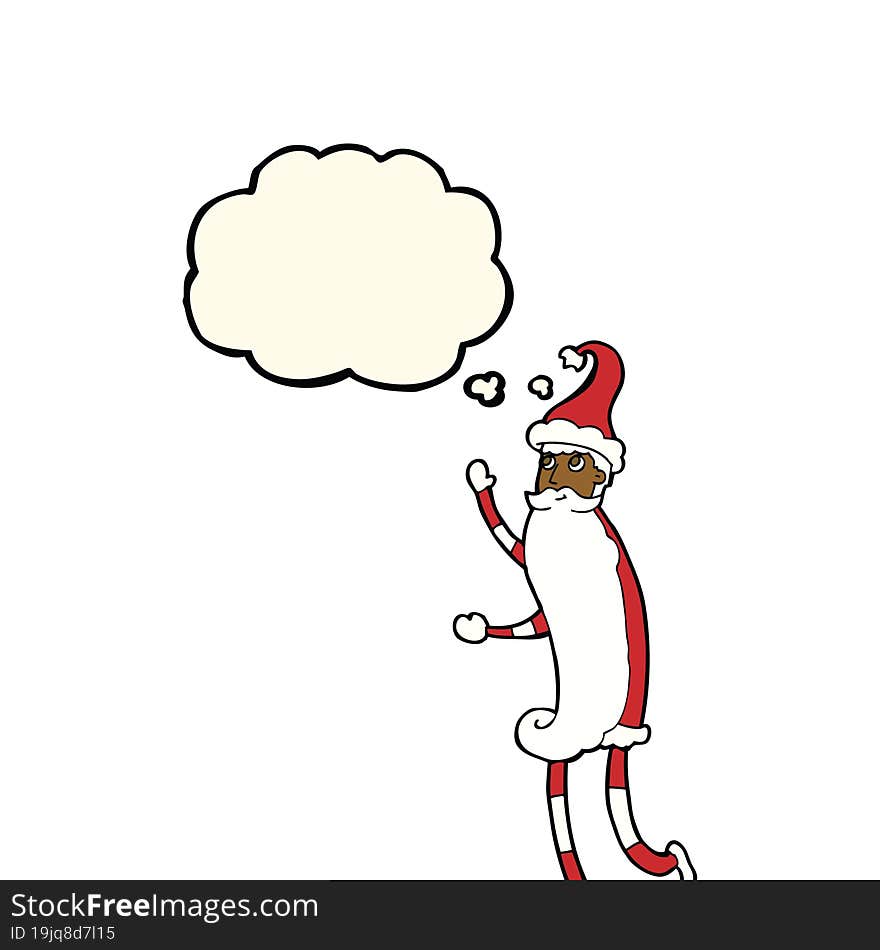 cartoon skinny santa with thought bubble