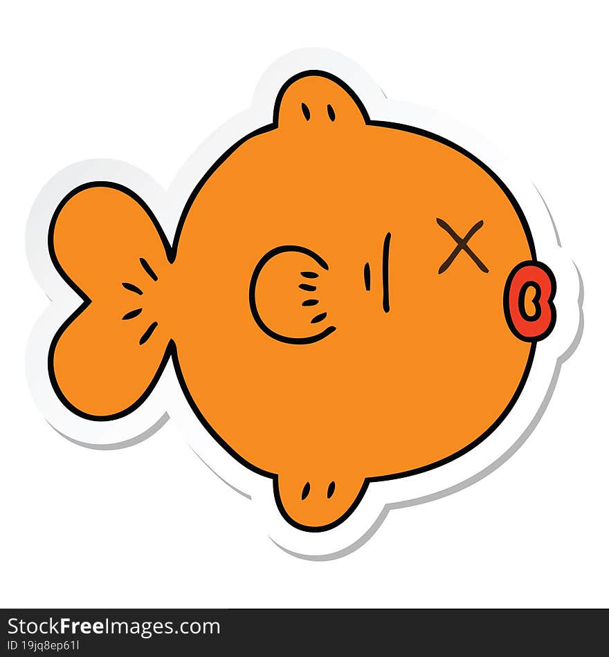 sticker of a quirky hand drawn cartoon fish