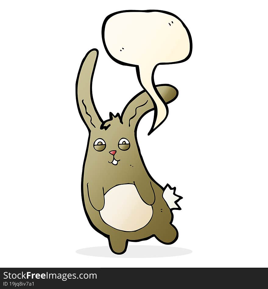 Funny Cartoon Rabbit With Speech Bubble