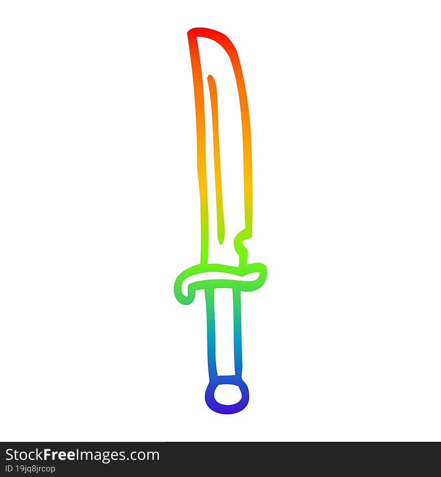 Rainbow Gradient Line Drawing Cartoon Knife