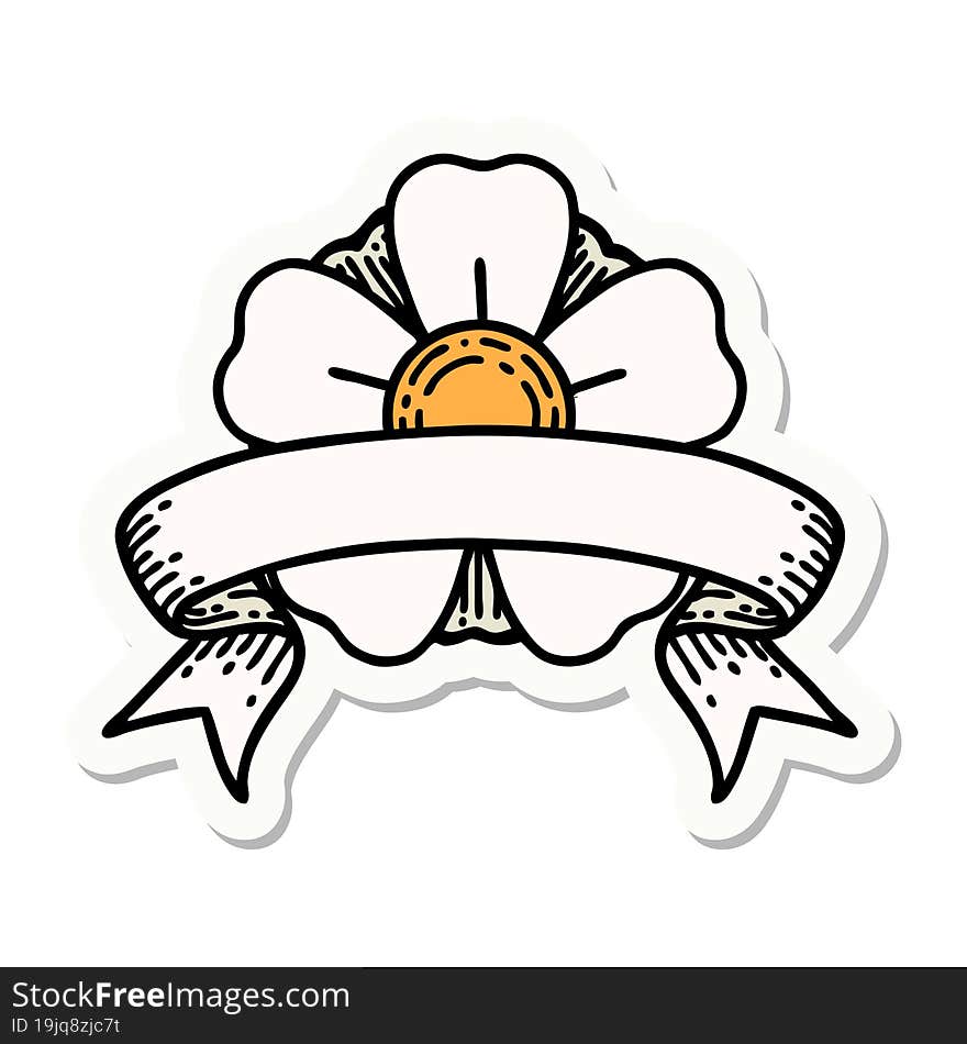 tattoo sticker with banner of a flower