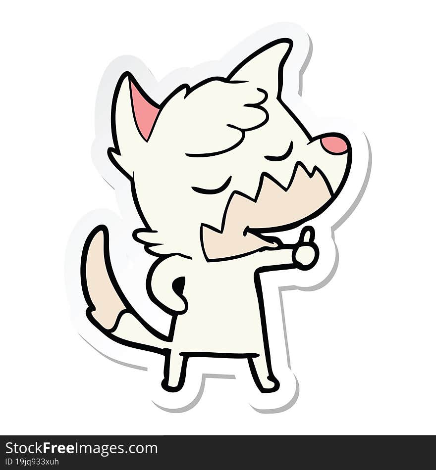 sticker of a friendly cartoon fox giving thumbs up sign