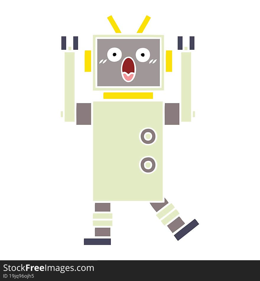 flat color retro cartoon of a robot