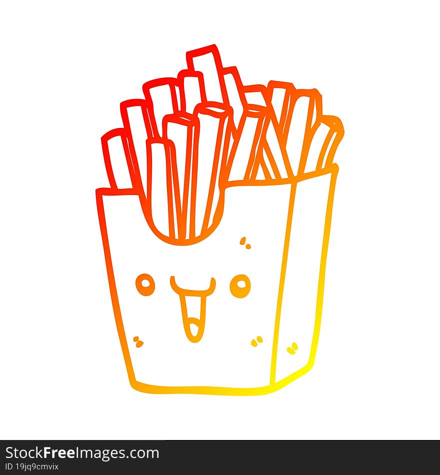 warm gradient line drawing cute cartoon box of fries