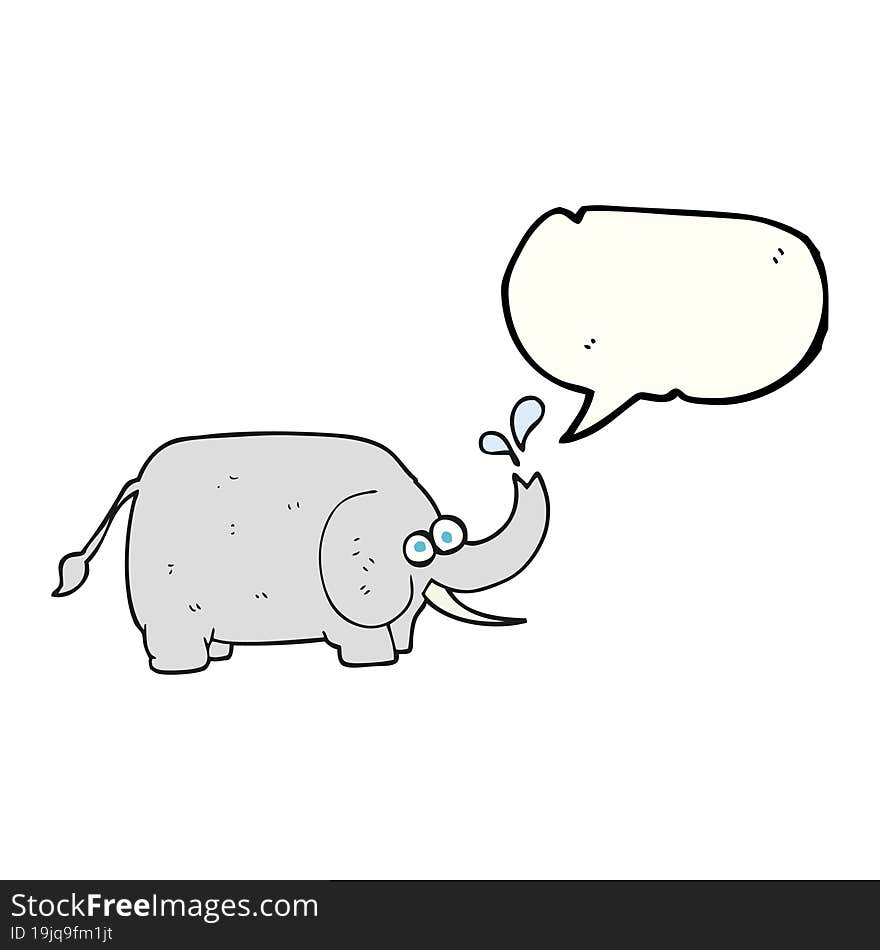 freehand drawn speech bubble cartoon elephant