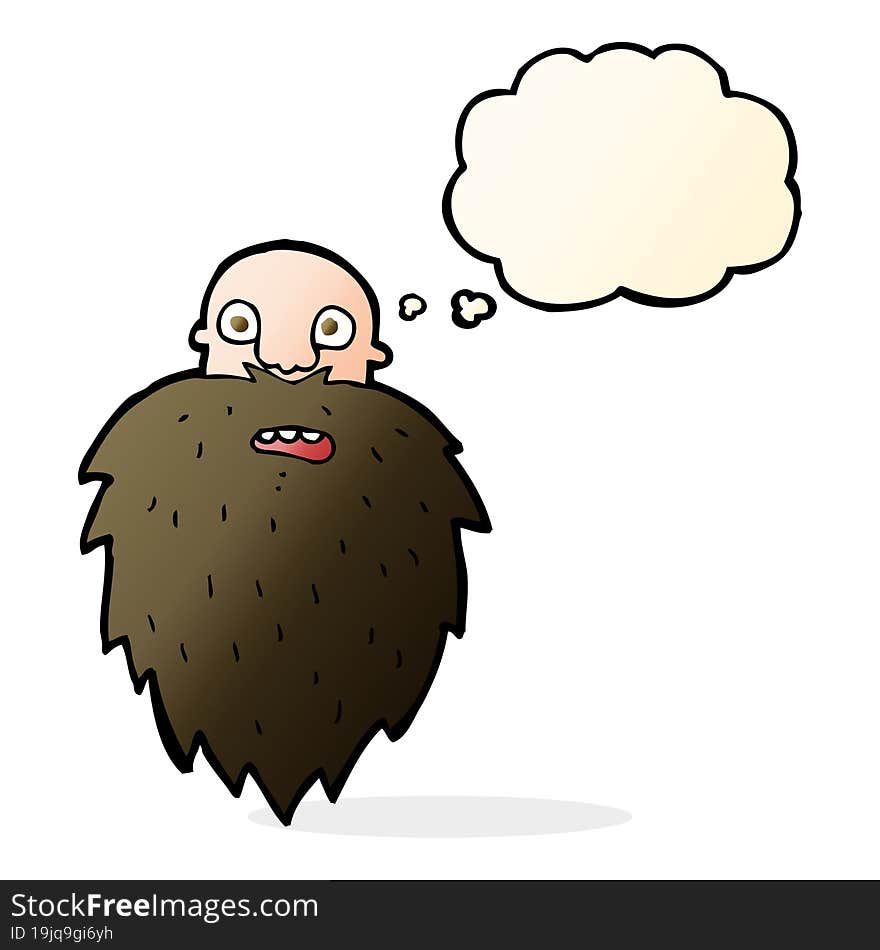 cartoon bearded man with thought bubble