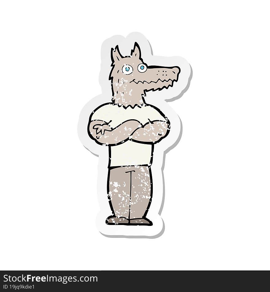 Retro Distressed Sticker Of A Cartoon Werewolf