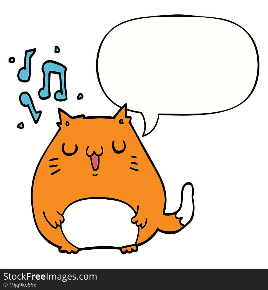 cartoon cat singing and speech bubble