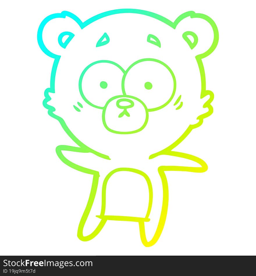 Cold Gradient Line Drawing Anxious Bear Cartoon