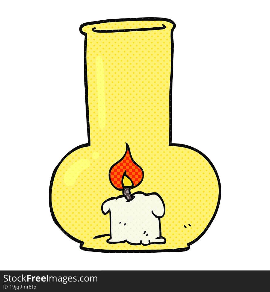 freehand drawn cartoon old glass lamp and candle