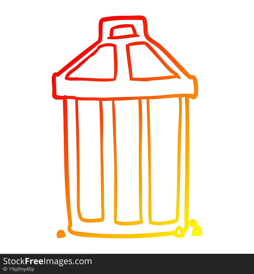 Warm Gradient Line Drawing Old Metal Garbage Can