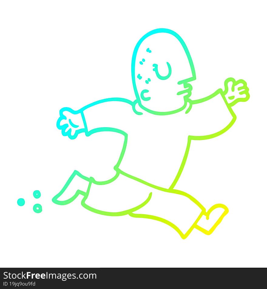 cold gradient line drawing cartoon man running