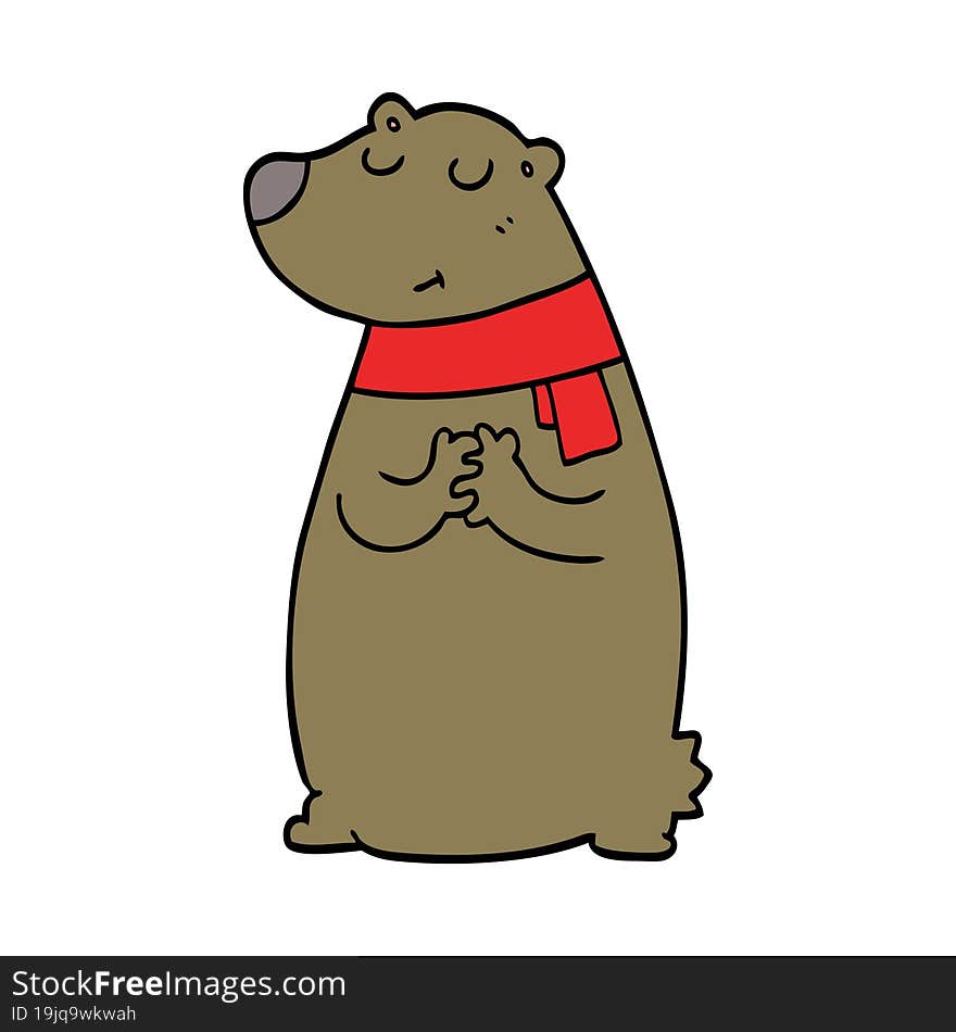 Cartoon Bear Wearing Scarf