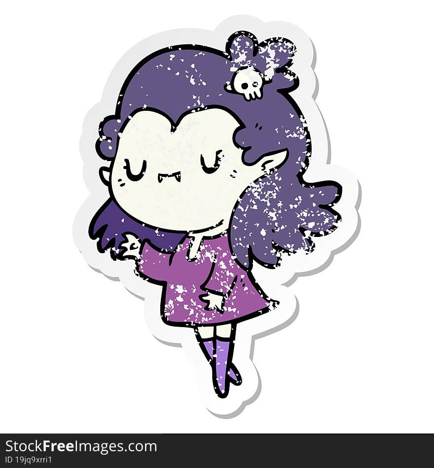 Distressed Sticker Of A Cartoon Vampire