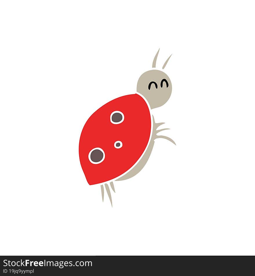 Flat Color Illustration Of A Cartoon Ladybug