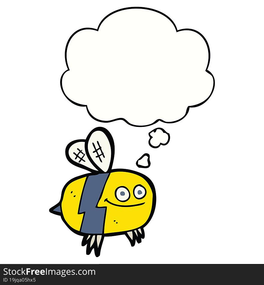 cartoon bee with thought bubble. cartoon bee with thought bubble