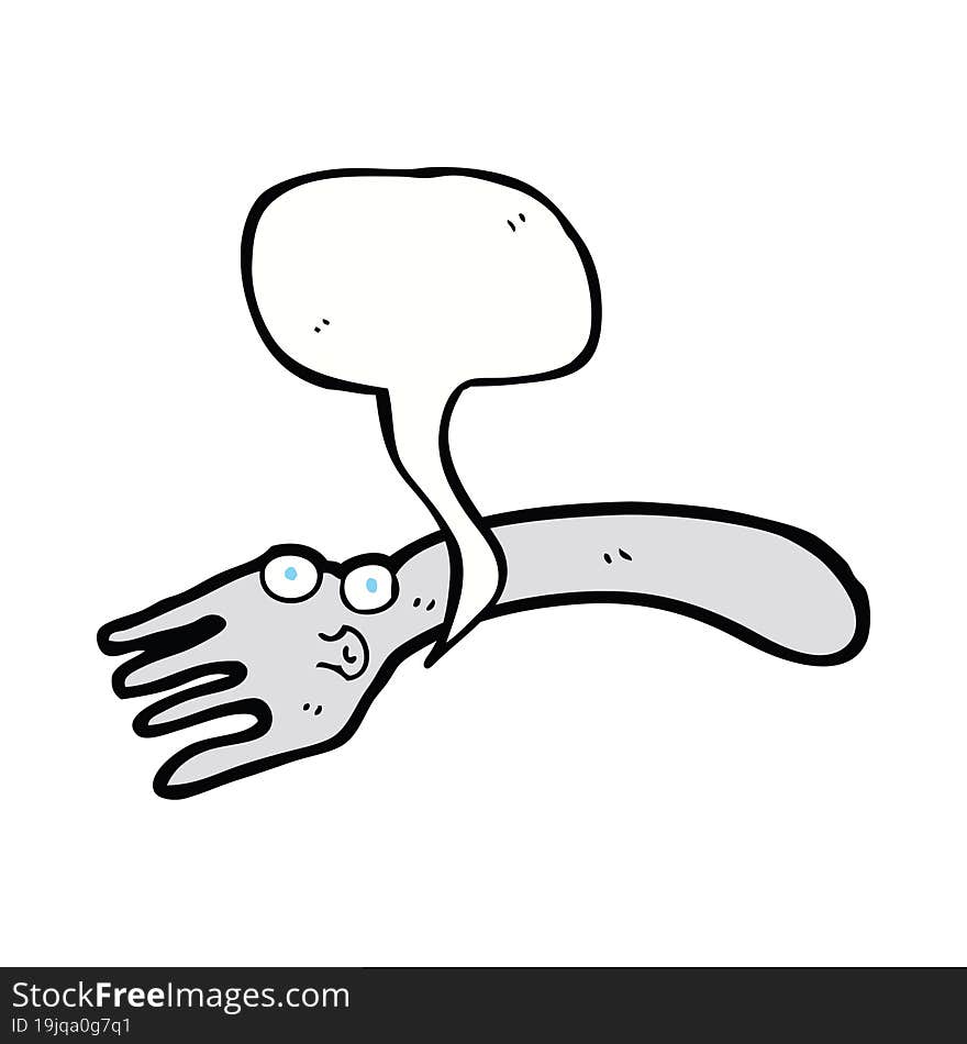 cartoon fork with speech bubble