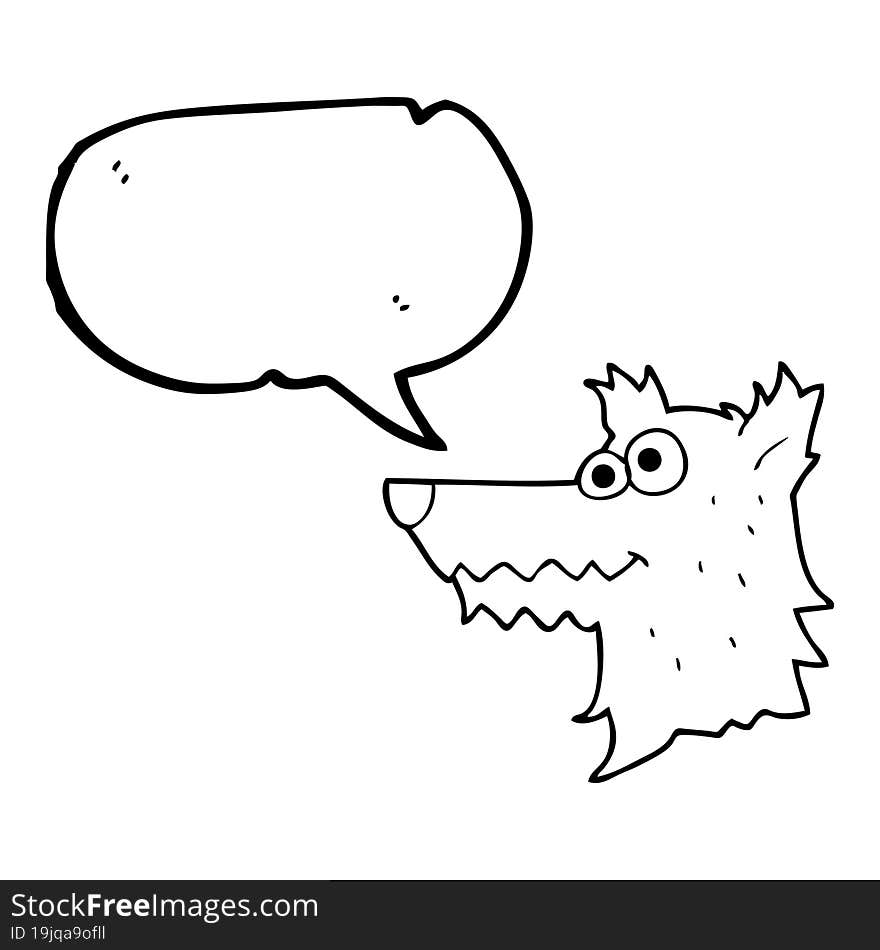 Speech Bubble Cartoon Wolf Head