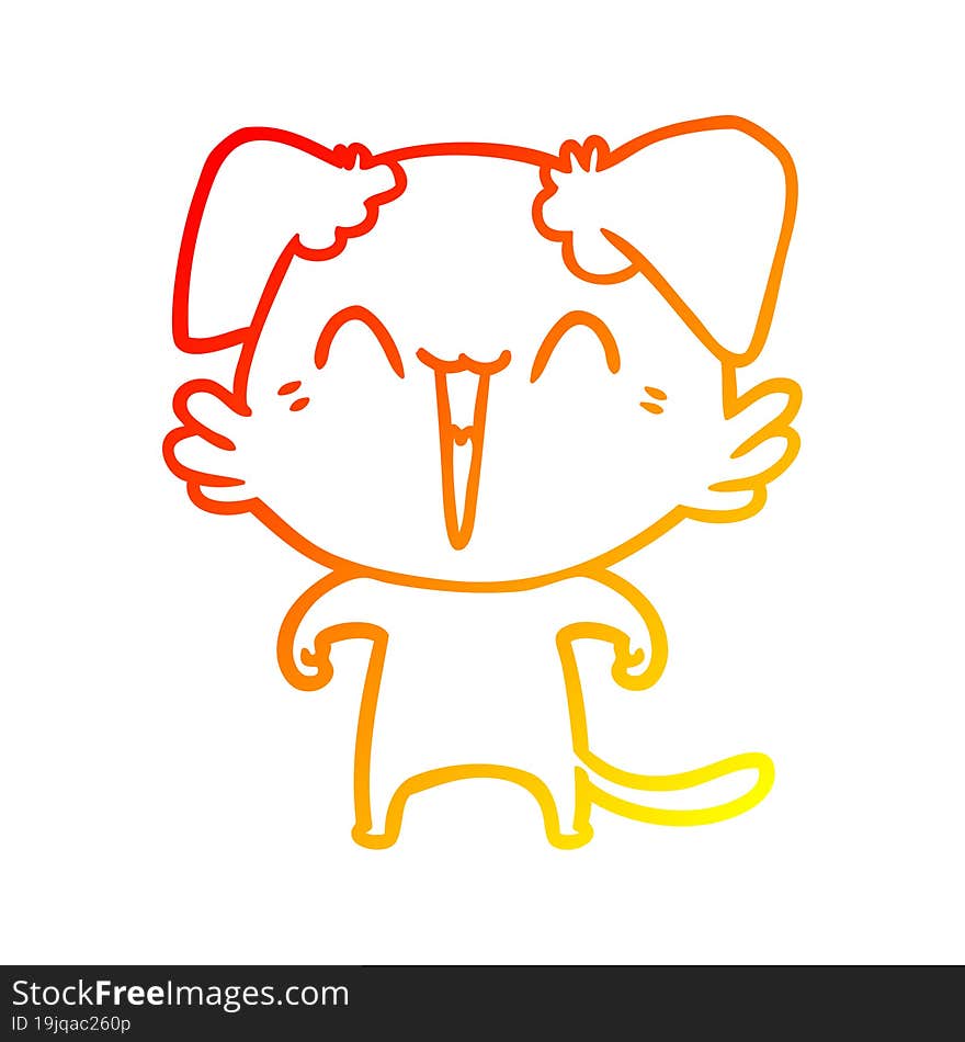 warm gradient line drawing happy little dog cartoon