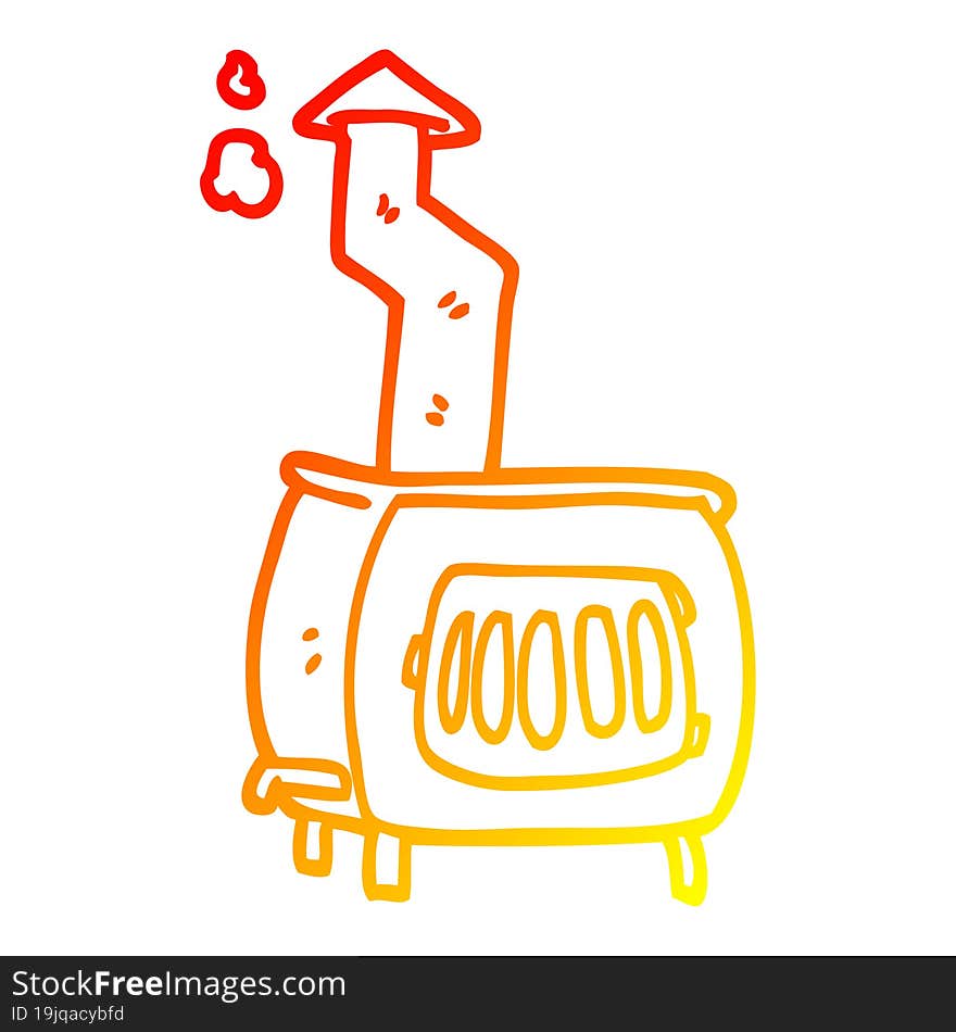 Warm Gradient Line Drawing Cartoon Old Wood Burner