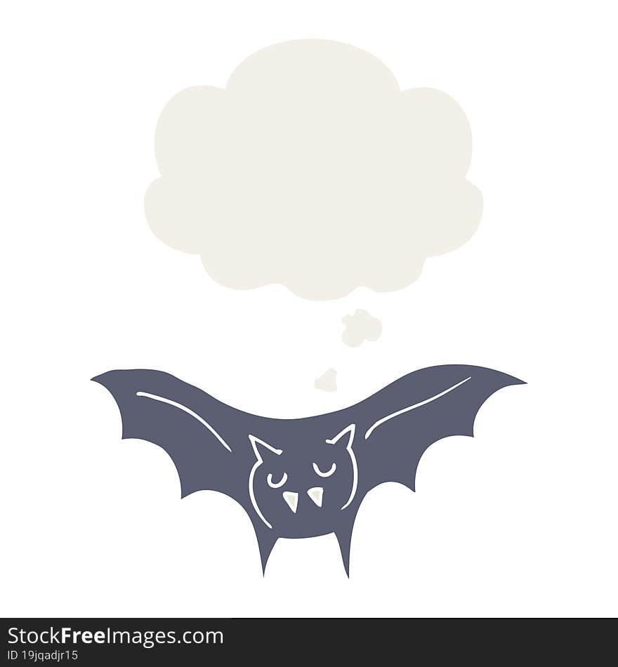 cartoon vampire bat and thought bubble in retro style