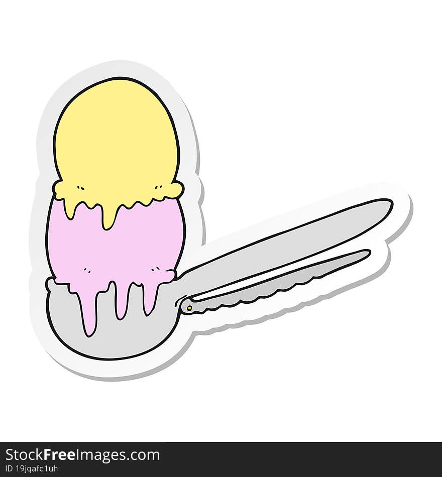 Sticker Of A Cartoon Scoop Of Ice Cream