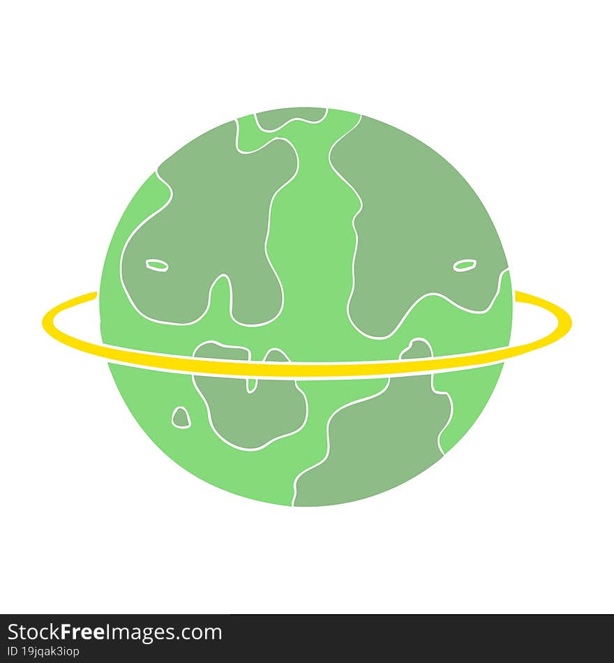 flat color style cartoon alien planet