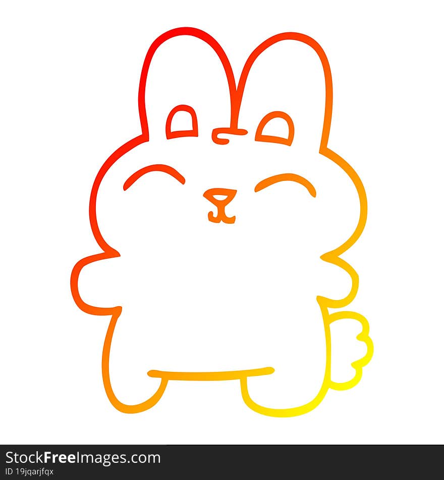 warm gradient line drawing of a happy cartoon rabbit