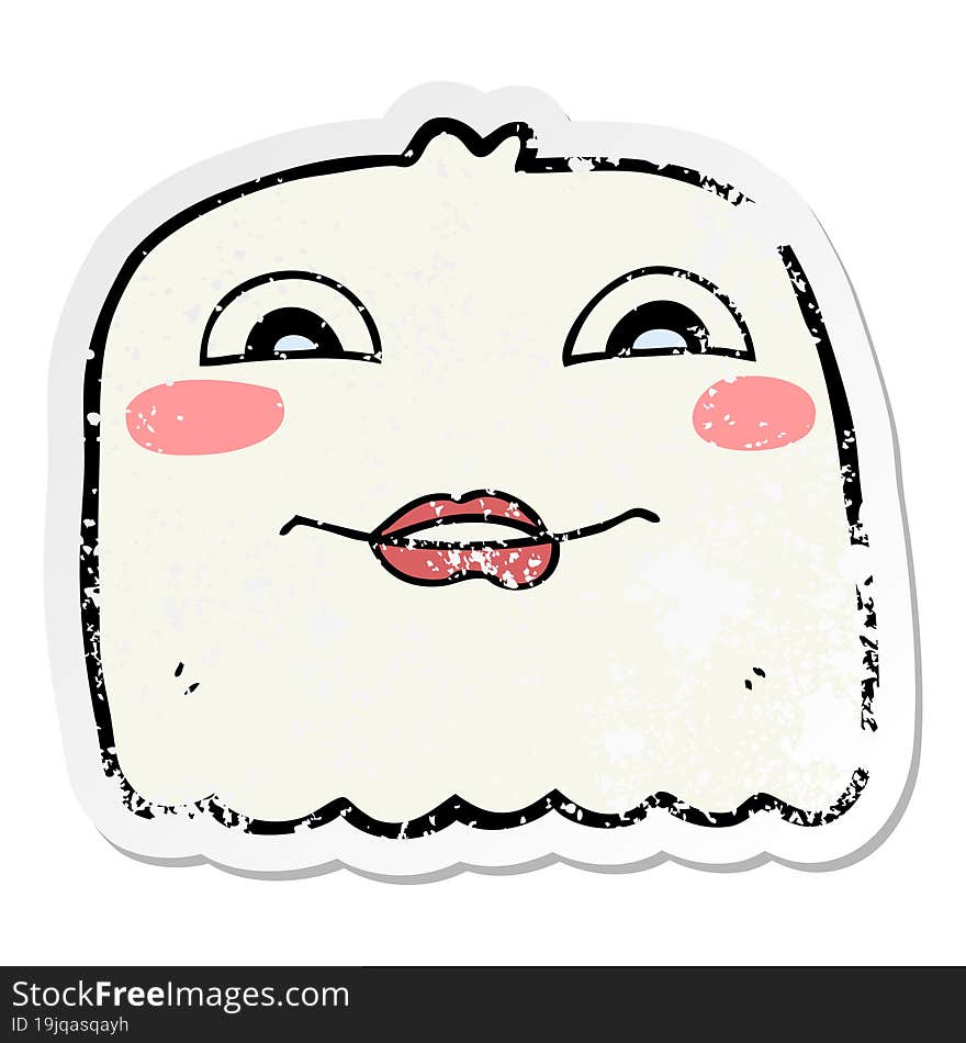 distressed sticker of a cartoon ghost