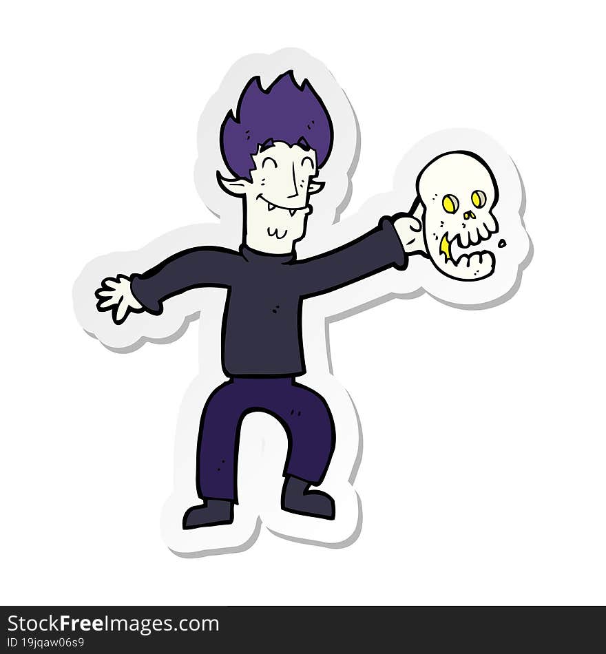 sticker of a cartoon spooky vampire