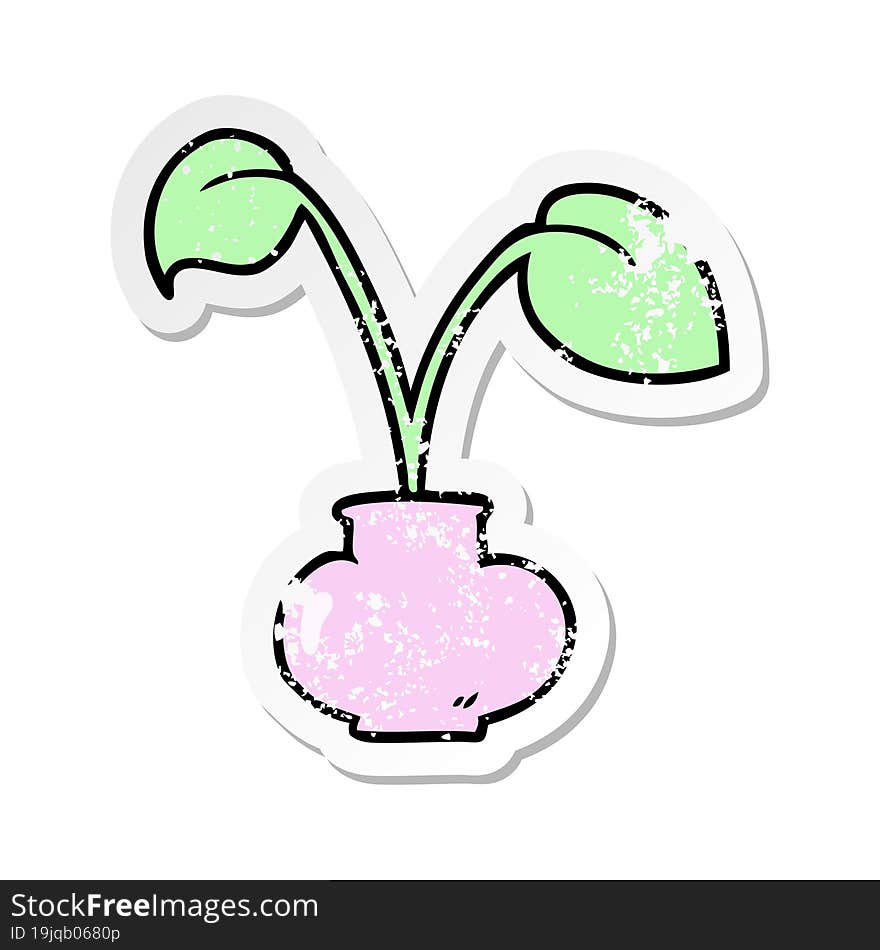 distressed sticker of a cartoon house plant