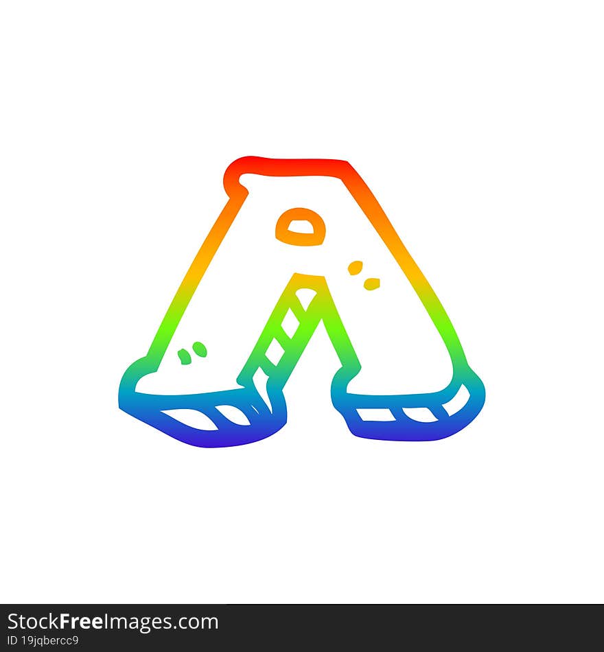 rainbow gradient line drawing of a cartoon letter a