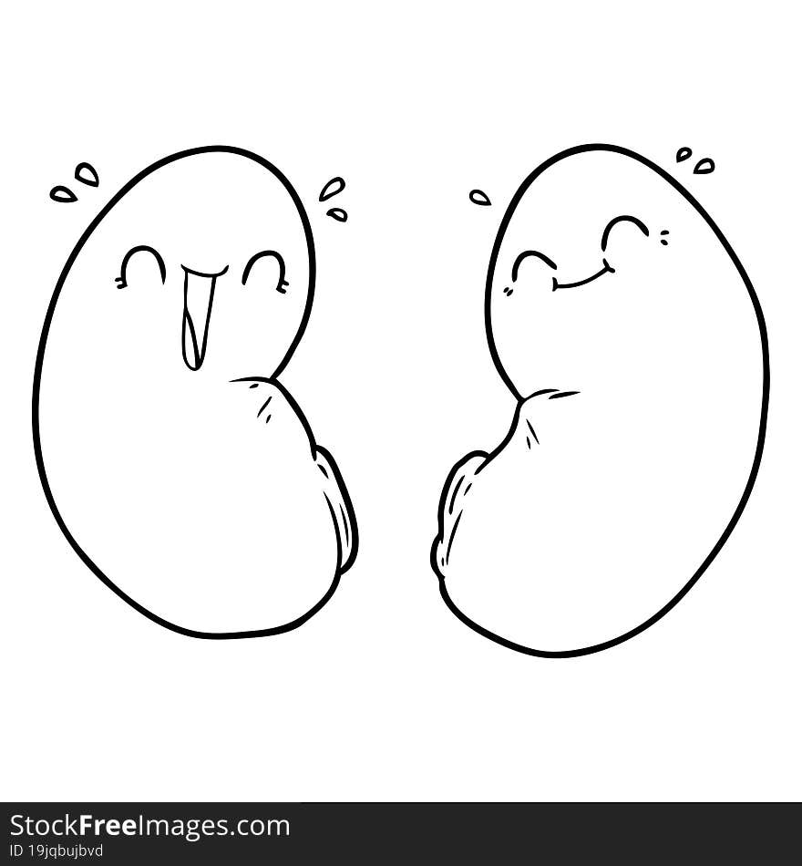 cartoon happy kidneys. cartoon happy kidneys