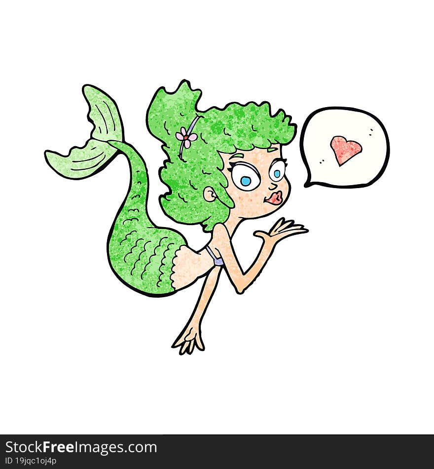 cartoon mermaid blowing kiss. cartoon mermaid blowing kiss