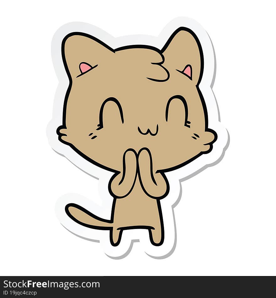 sticker of a cartoon happy cat