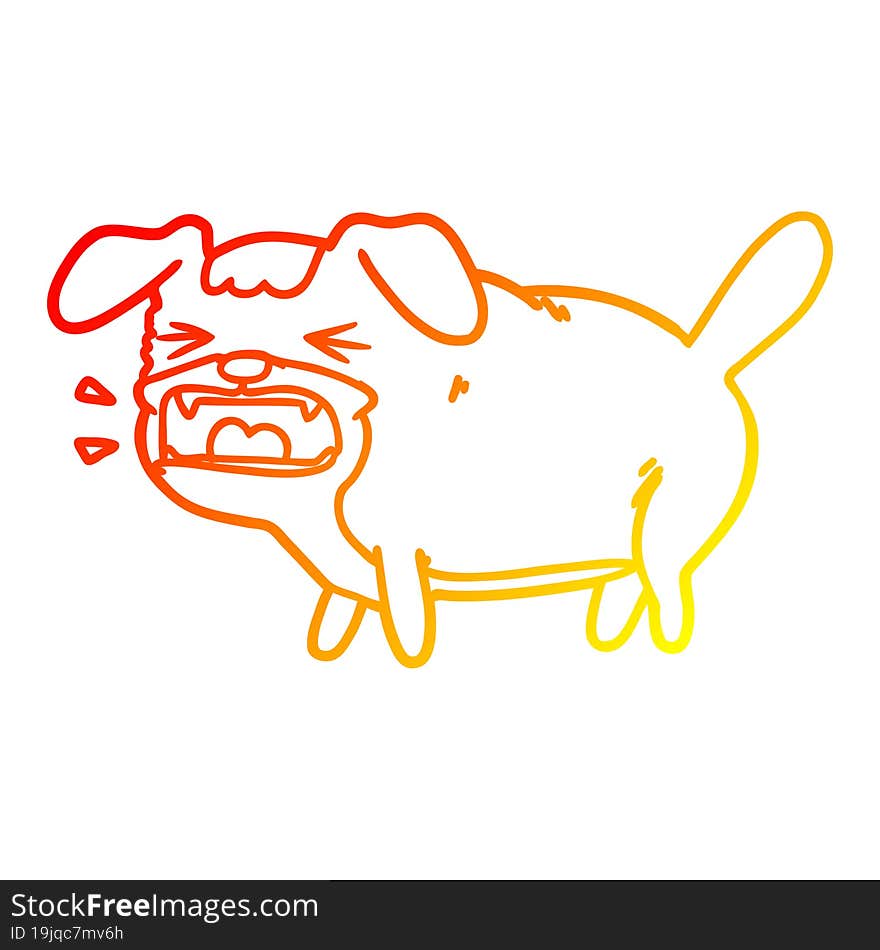 warm gradient line drawing cartoon dog barking